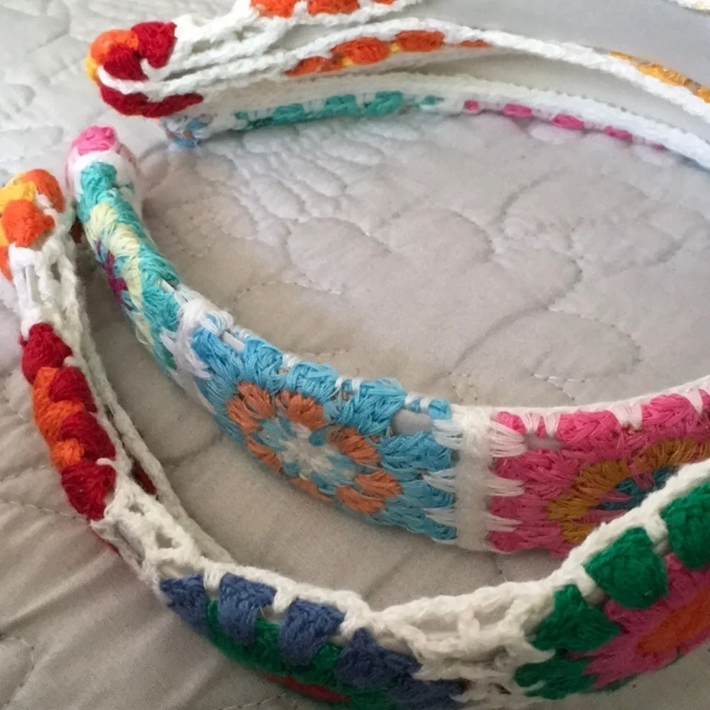 Bohemian Crochet Granny Square Headband Set NWOT - Picture 3 of 5